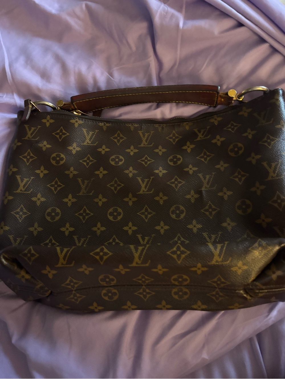 Louis Vuitton Sully MM Shoulder Bag in Brown and Gold